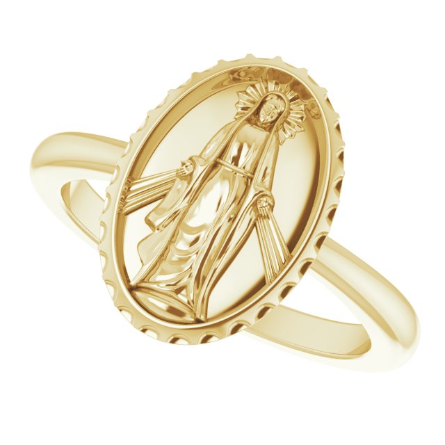 14K Yellow Miraculous Medal Ring