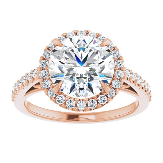 18 K Rose Gold Halo Engagement Ring - Image 3