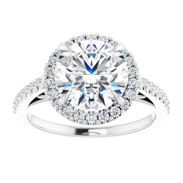 Platinum Halo Engagement Ring - Image 3