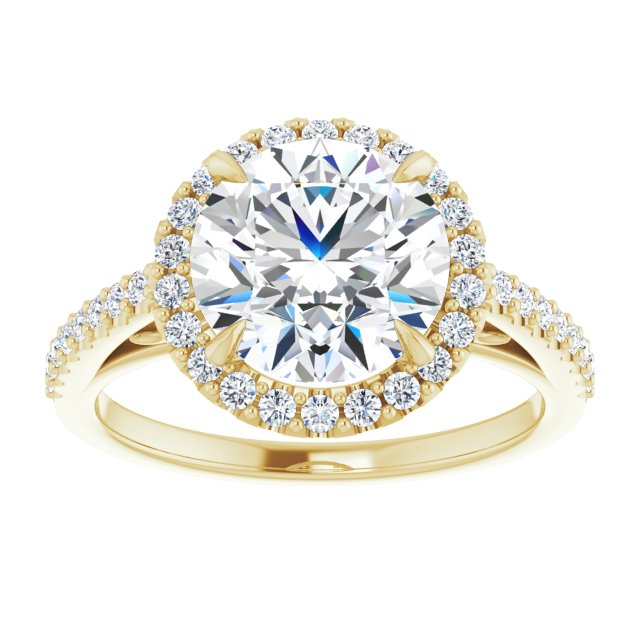 18 K Yellow Gold Halo Engagement Ring - Image 3