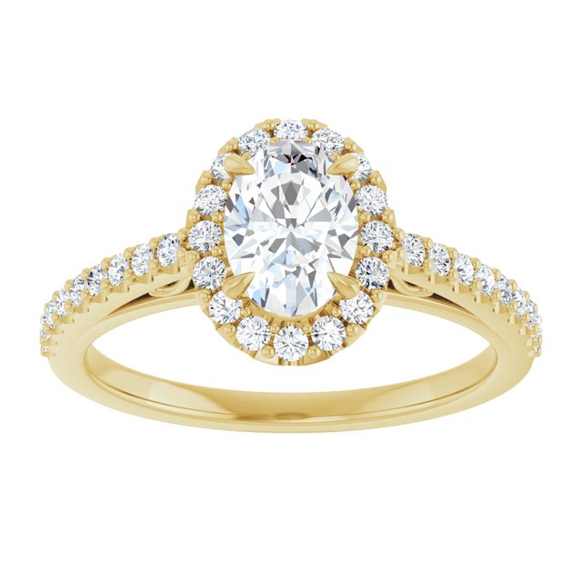 18 K Yellow Gold Halo Engagement Ring - Image 3