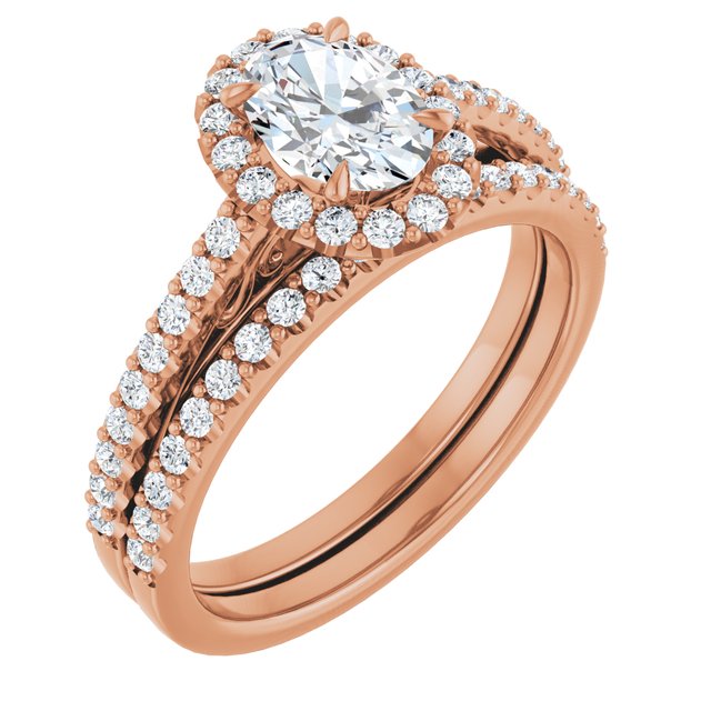18 K Rose Gold Halo Engagement Ring - Image 6