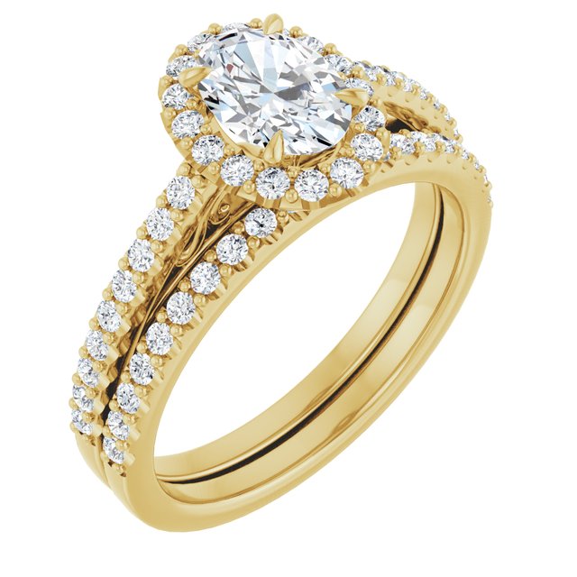 18 K Yellow Gold Halo Engagement Ring - Image 6