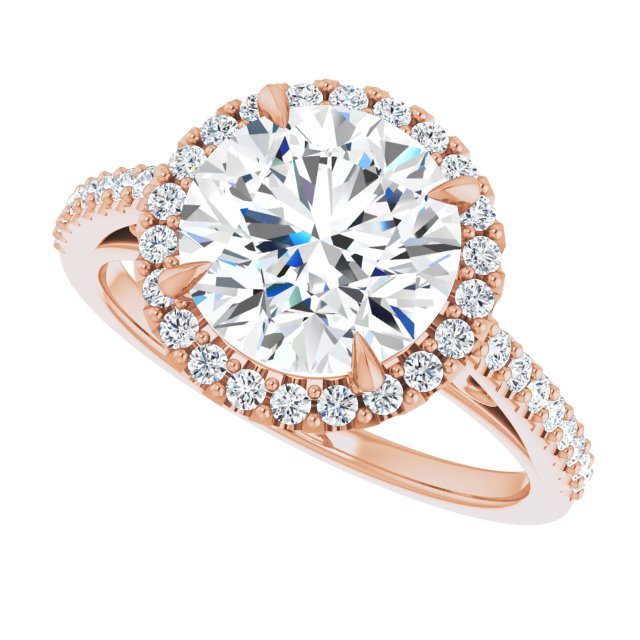 18 K Rose Gold Halo Engagement Ring - Image 5