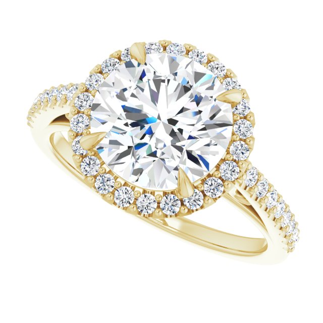 18 K Yellow Gold Halo Engagement Ring - Image 5