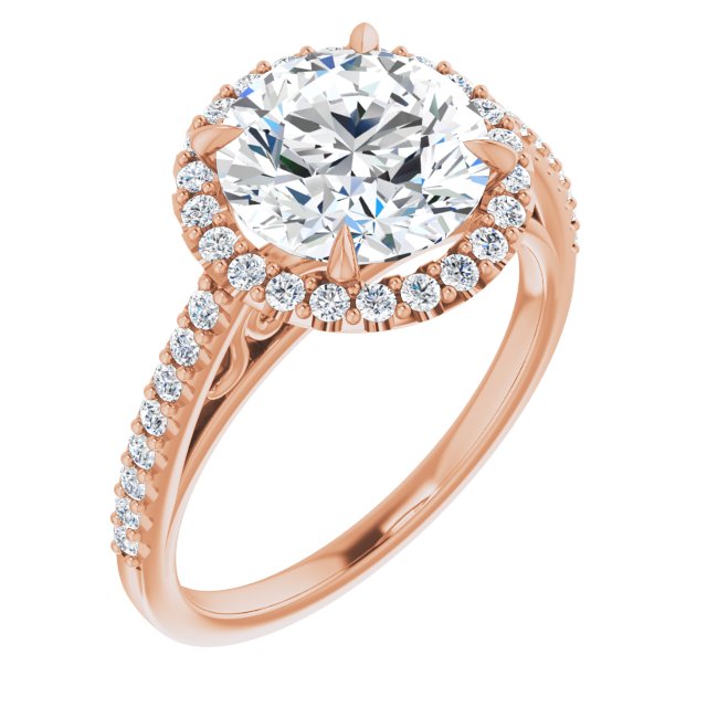 18 K Rose Gold Halo Engagement Ring