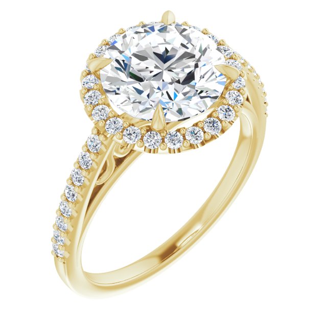 18 K Yellow Gold Halo Engagement Ring