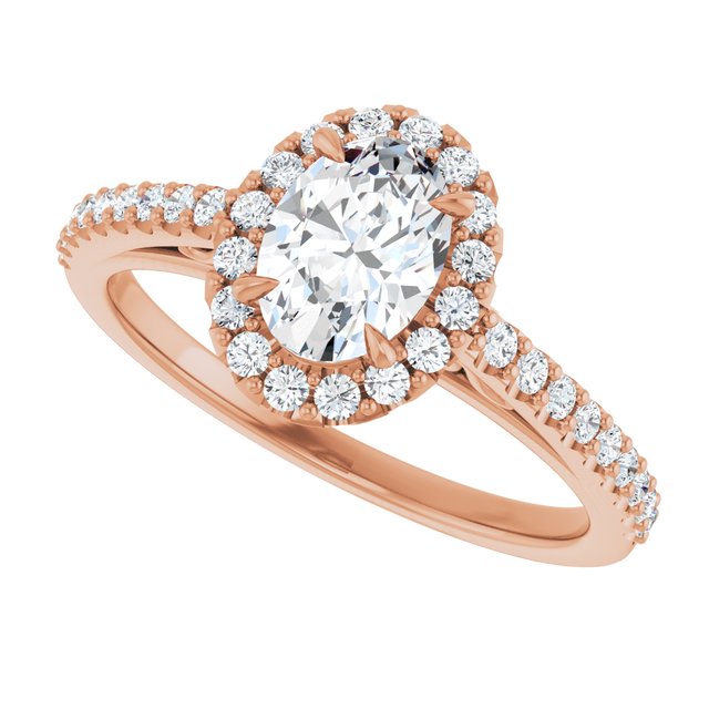18 K Rose Gold Halo Engagement Ring - Image 5