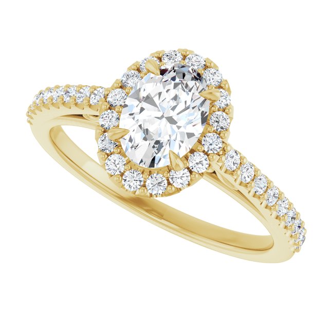 18 K Yellow Gold Halo Engagement Ring - Image 5