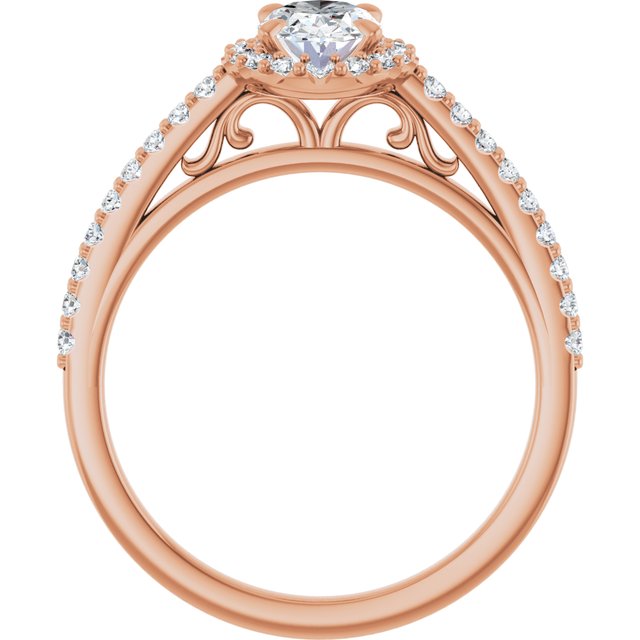 18 K Rose Gold Halo Engagement Ring - Image 2