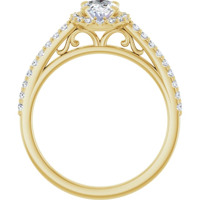 18 K Yellow Gold Halo Engagement Ring - Image 2