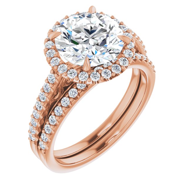 18 K Rose Gold Halo Engagement Ring - Image 6
