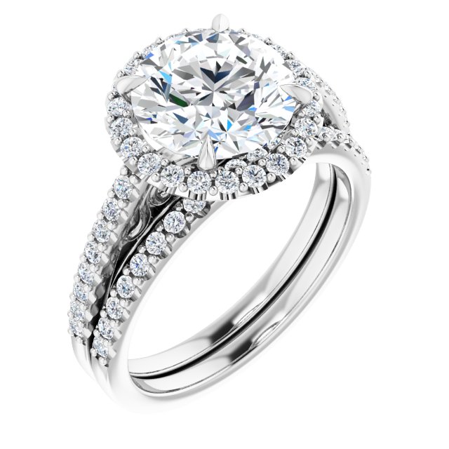Platinum Halo Engagement Ring - Image 6