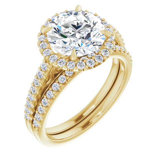 18 K Yellow Gold Halo Engagement Ring - Image 6