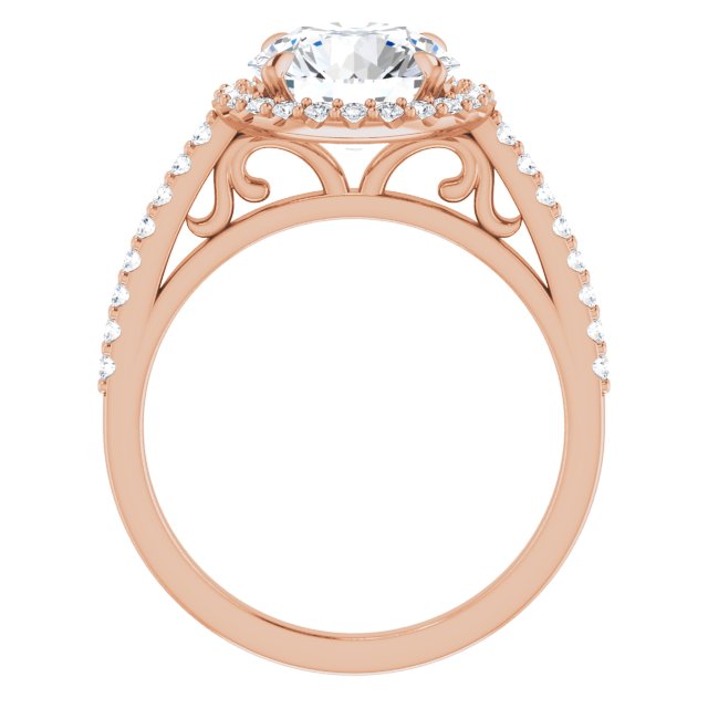 18 K Rose Gold Halo Engagement Ring - Image 2