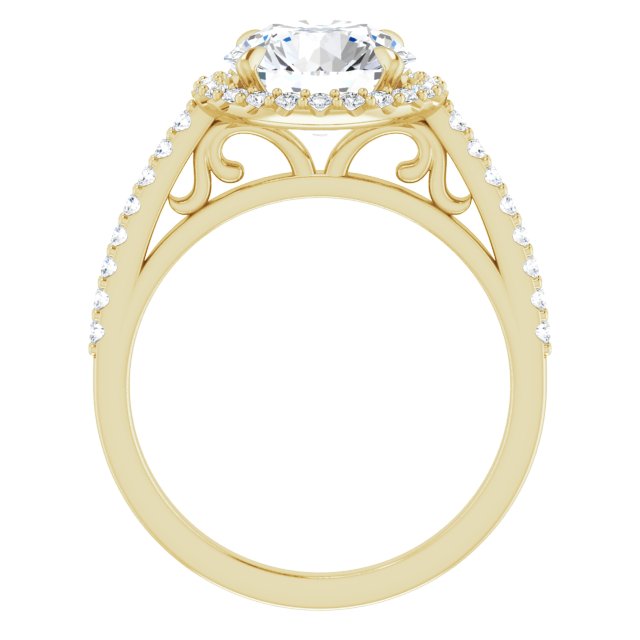 18 K Yellow Gold Halo Engagement Ring - Image 2