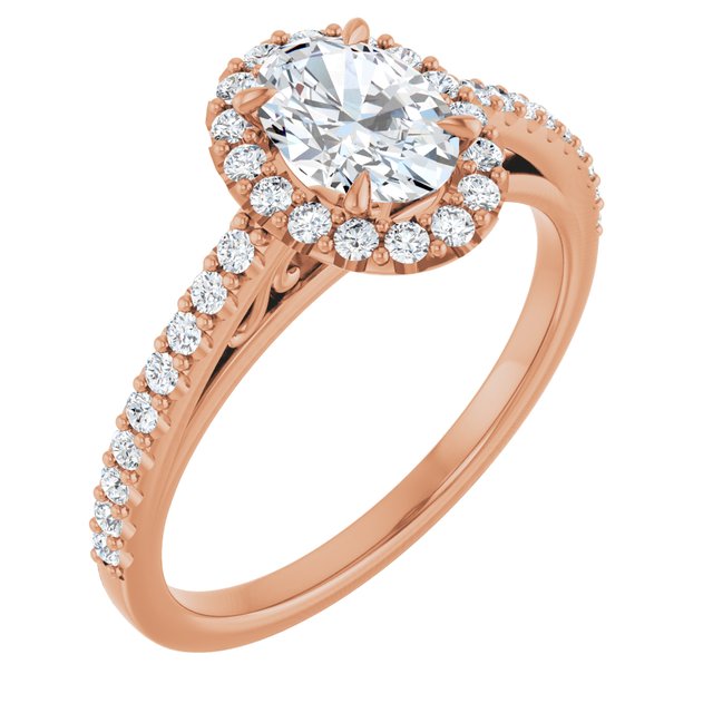 18 K Rose Gold Halo Engagement Ring