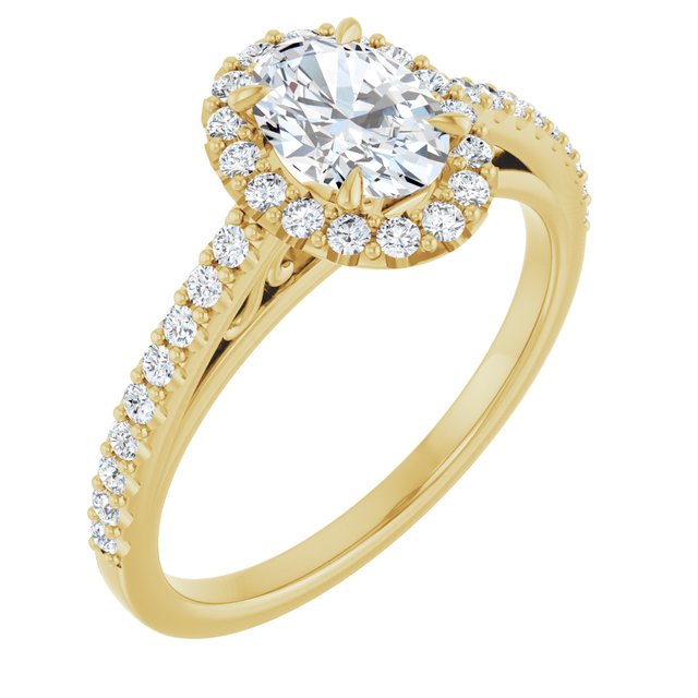 18 K Yellow Gold Halo Engagement Ring