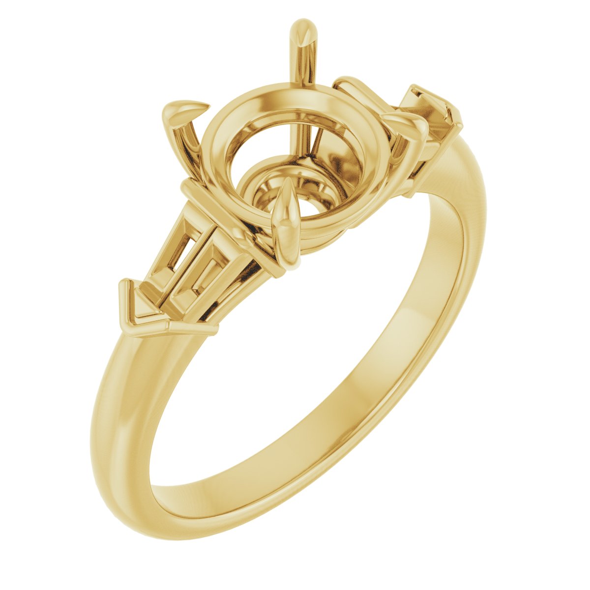 Claw-Prong Three-Stone Engagement Ring
