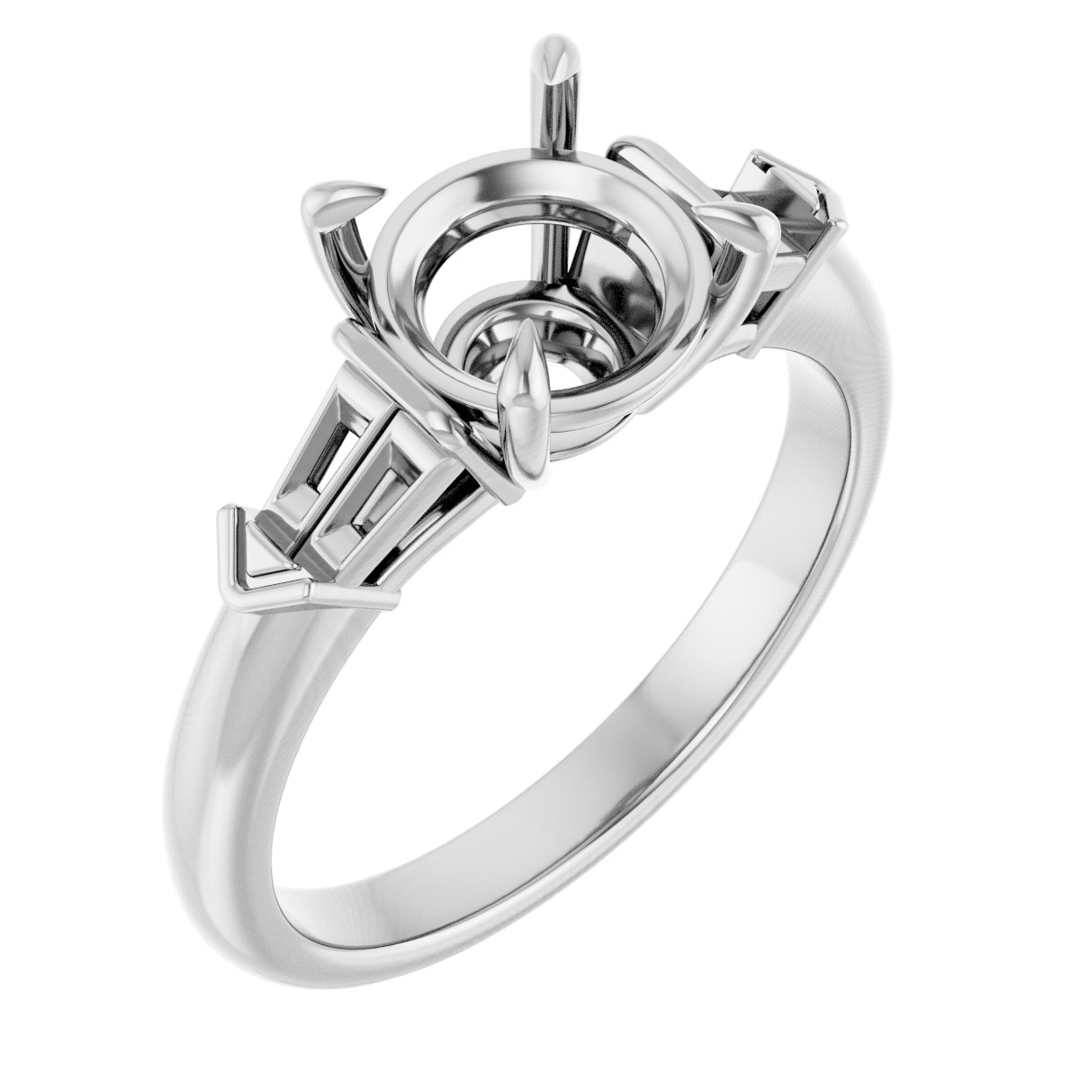 Claw-Prong Three-Stone Engagement Ring