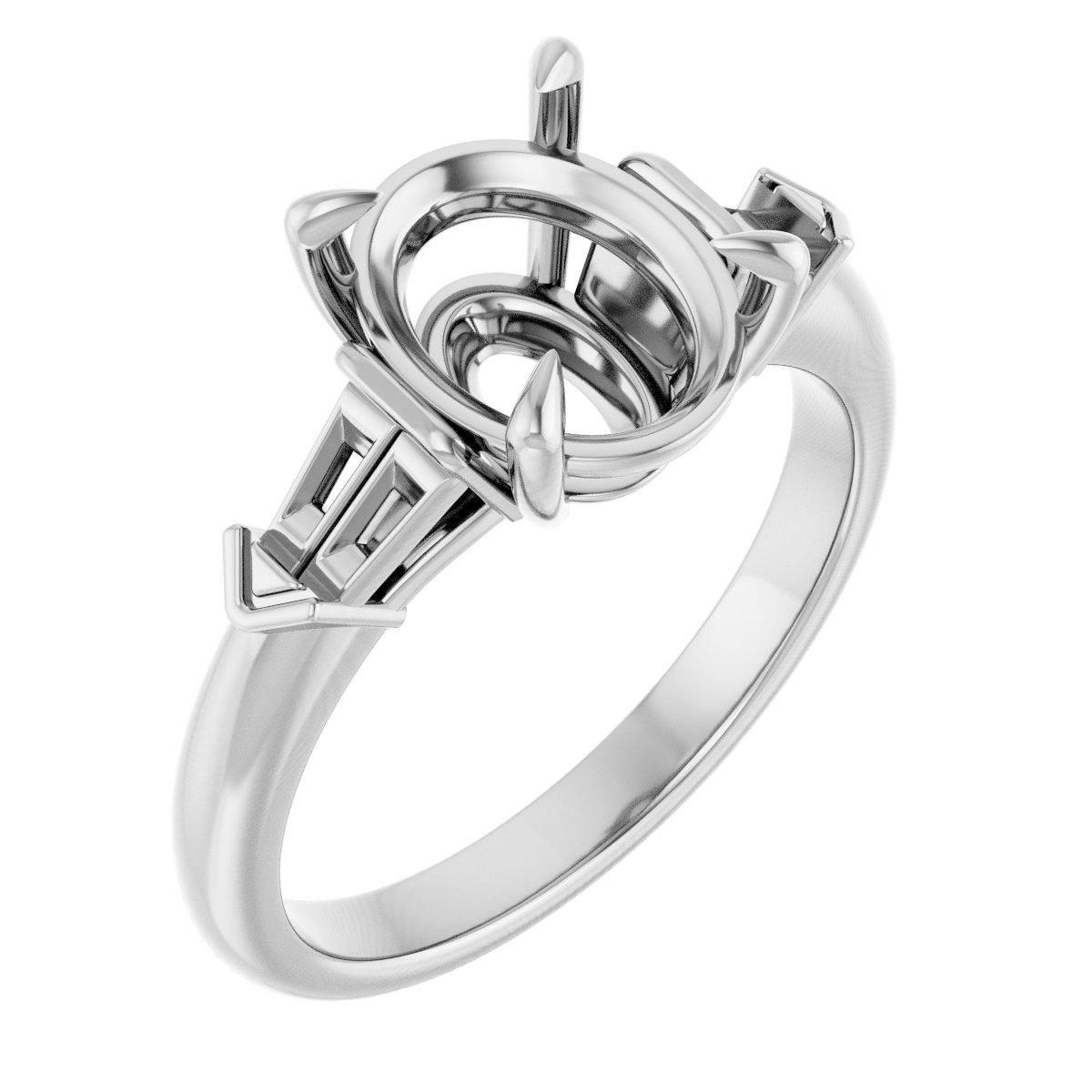 Claw-Prong Three-Stone Engagement Ring
