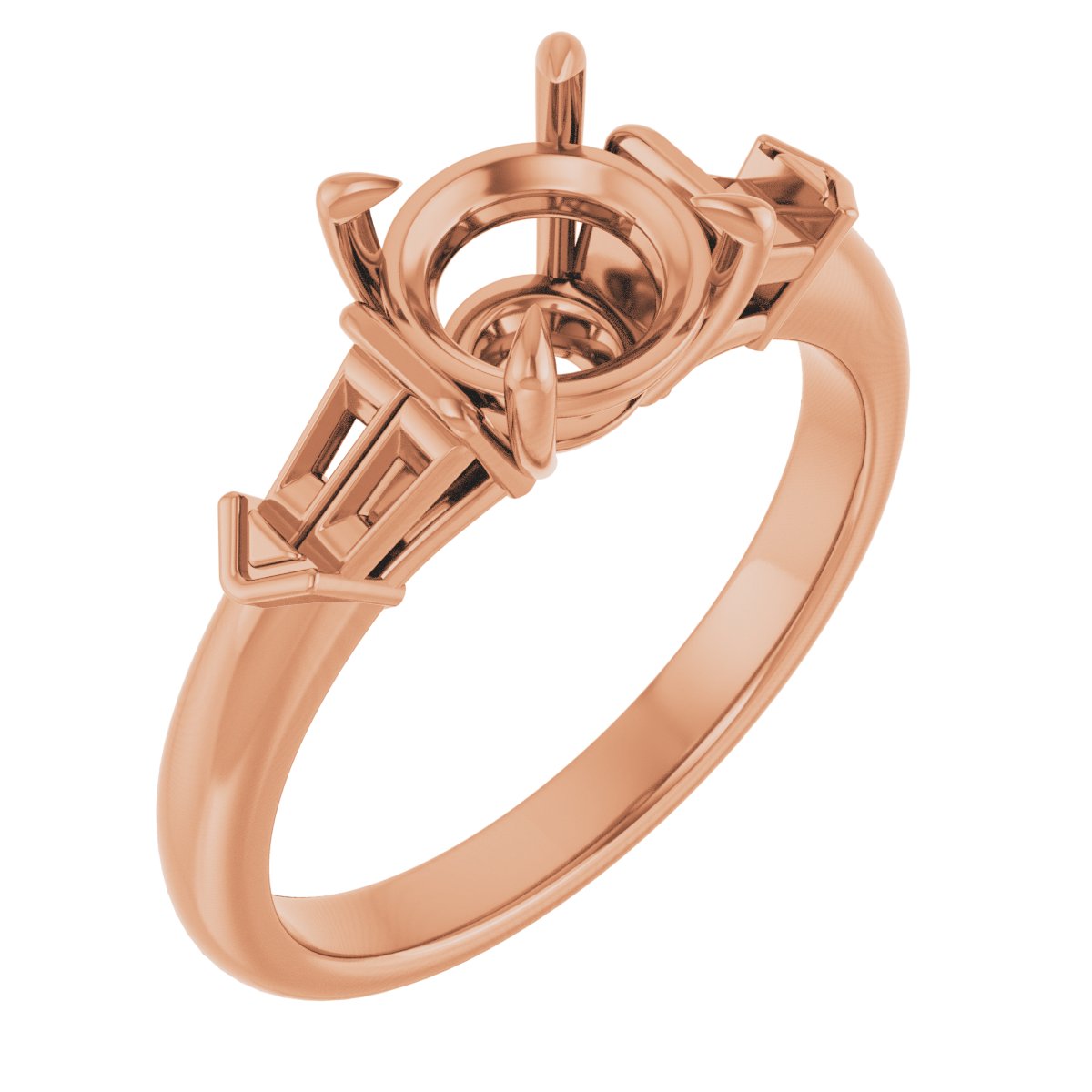 Claw-Prong Three-Stone Engagement Ring