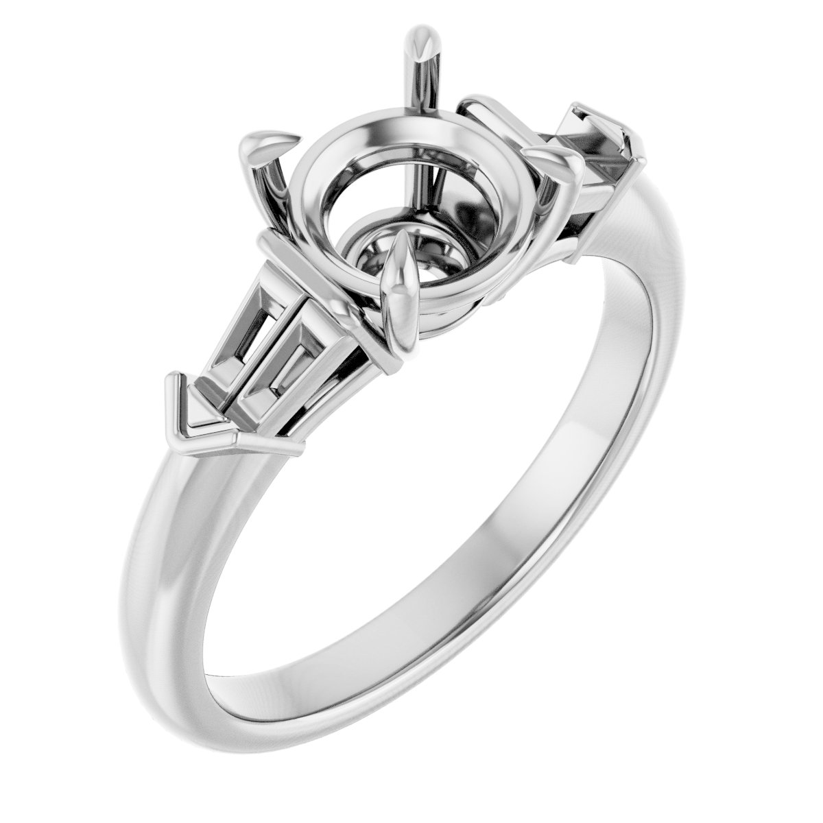 Claw-Prong Three-Stone Engagement Ring