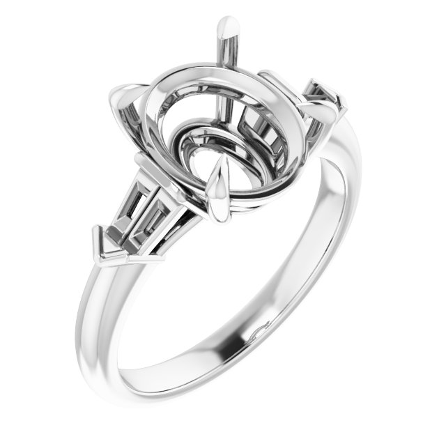 Claw-Prong Three-Stone Engagement Ring