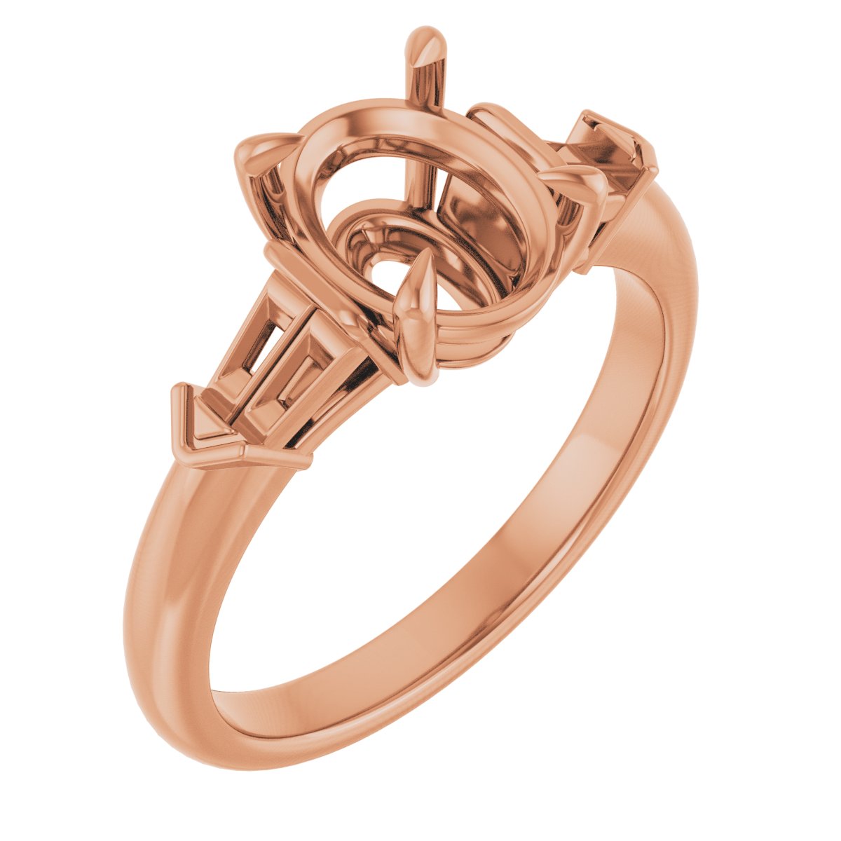 Claw-Prong Three-Stone Engagement Ring
