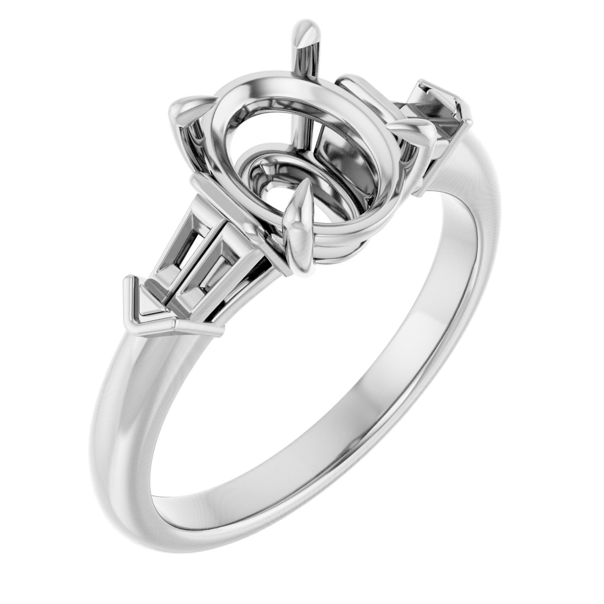 Claw-Prong Three-Stone Engagement Ring