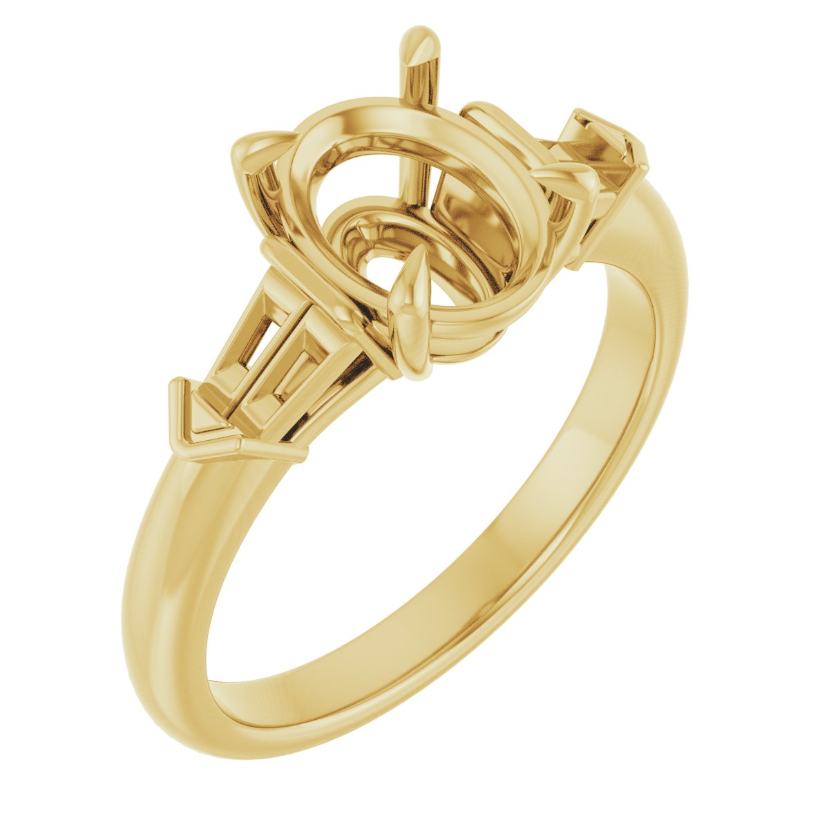 Claw-Prong Three-Stone Engagement Ring