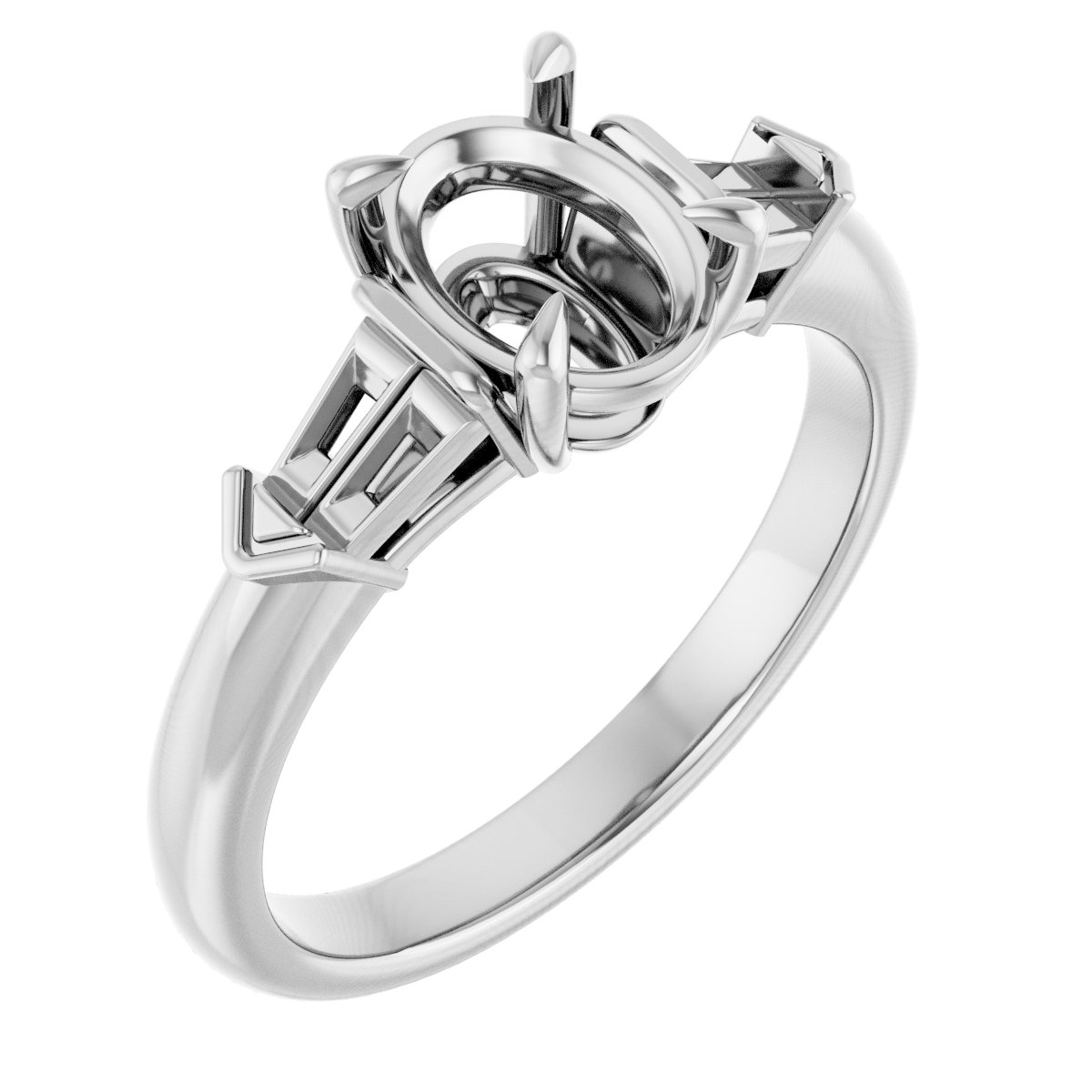 Claw-Prong Three-Stone Engagement Ring