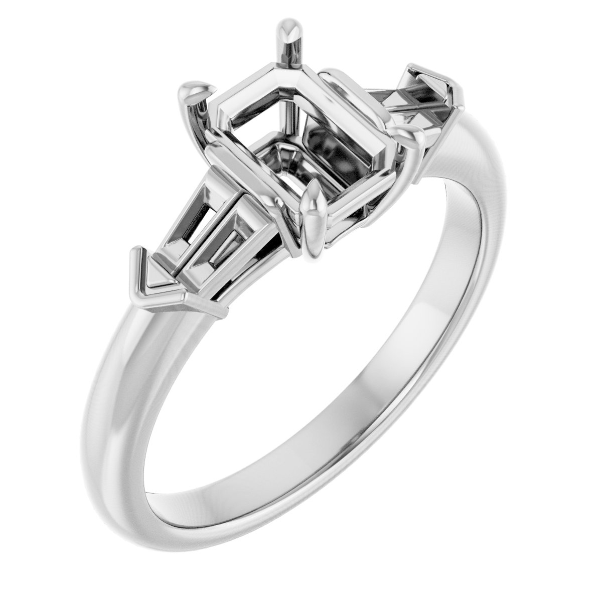 Claw-Prong Three-Stone Engagement Ring