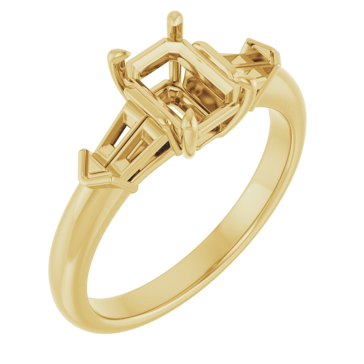 Claw-Prong Three-Stone Engagement Ring
