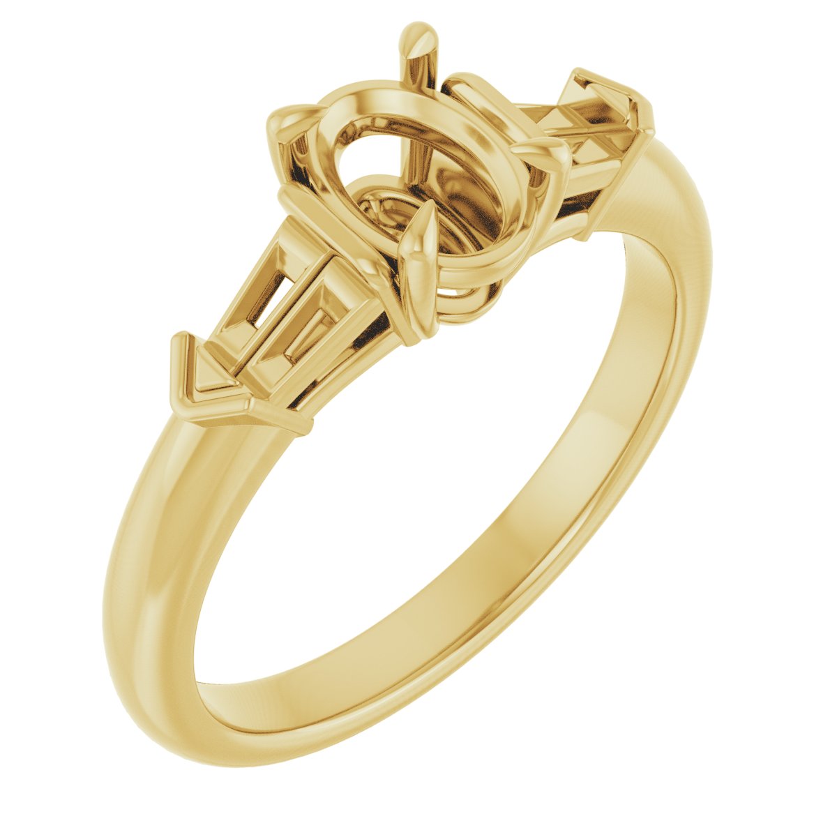 Claw-Prong Three-Stone Engagement Ring