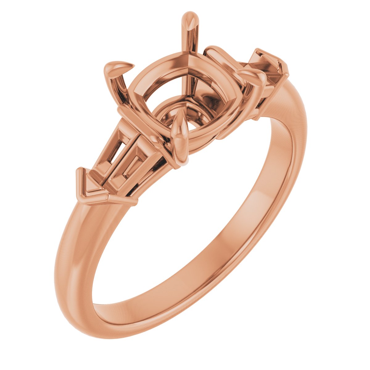 Claw-Prong Three-Stone Engagement Ring