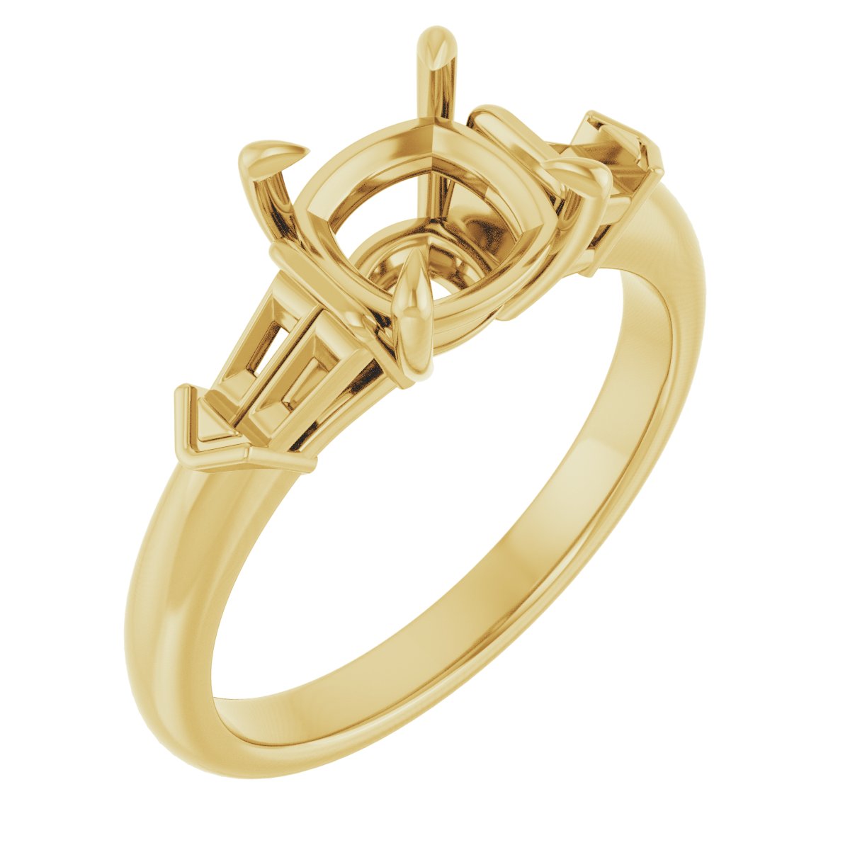 Claw-Prong Three-Stone Engagement Ring