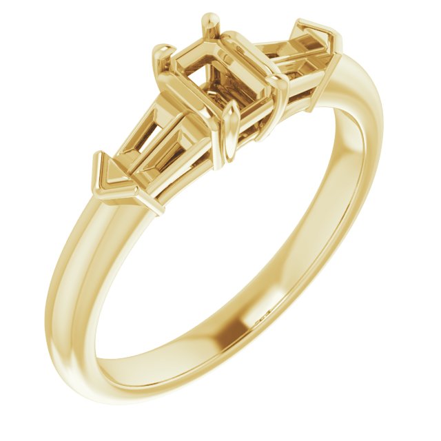 Claw-Prong Three-Stone Engagement Ring