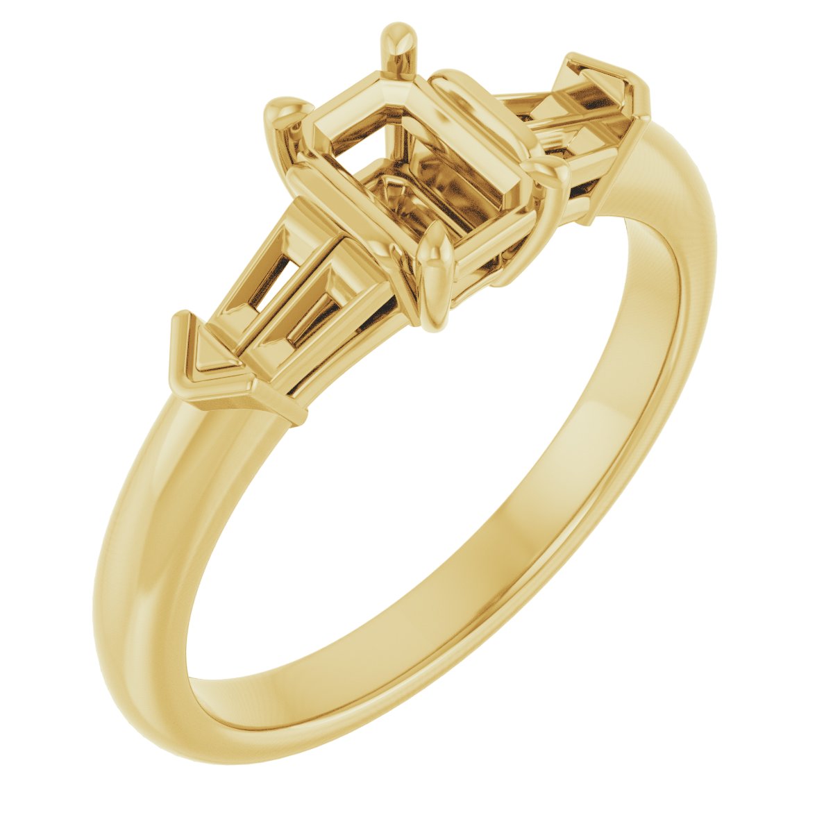 Claw-Prong Three-Stone Engagement Ring