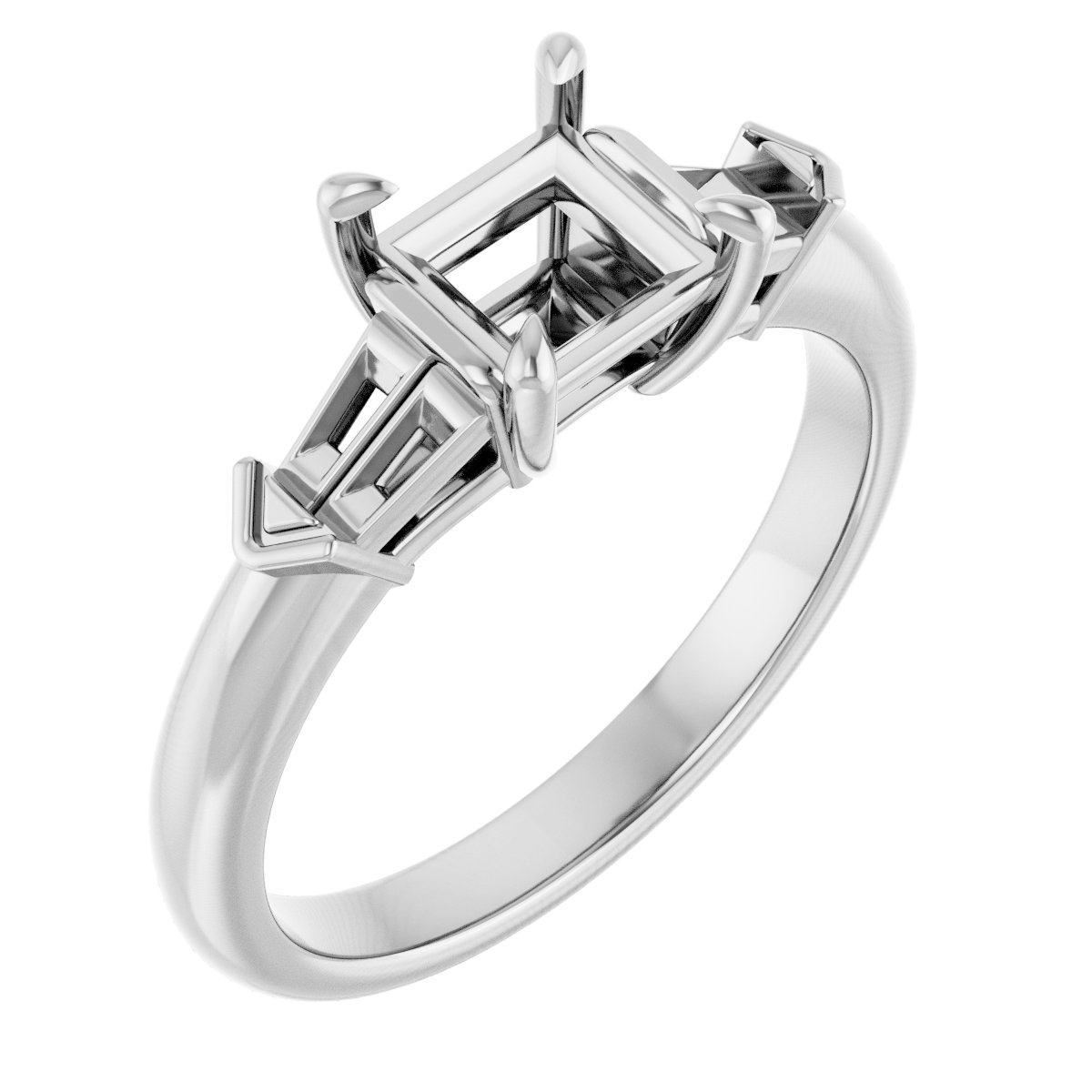 Claw-Prong Three-Stone Engagement Ring