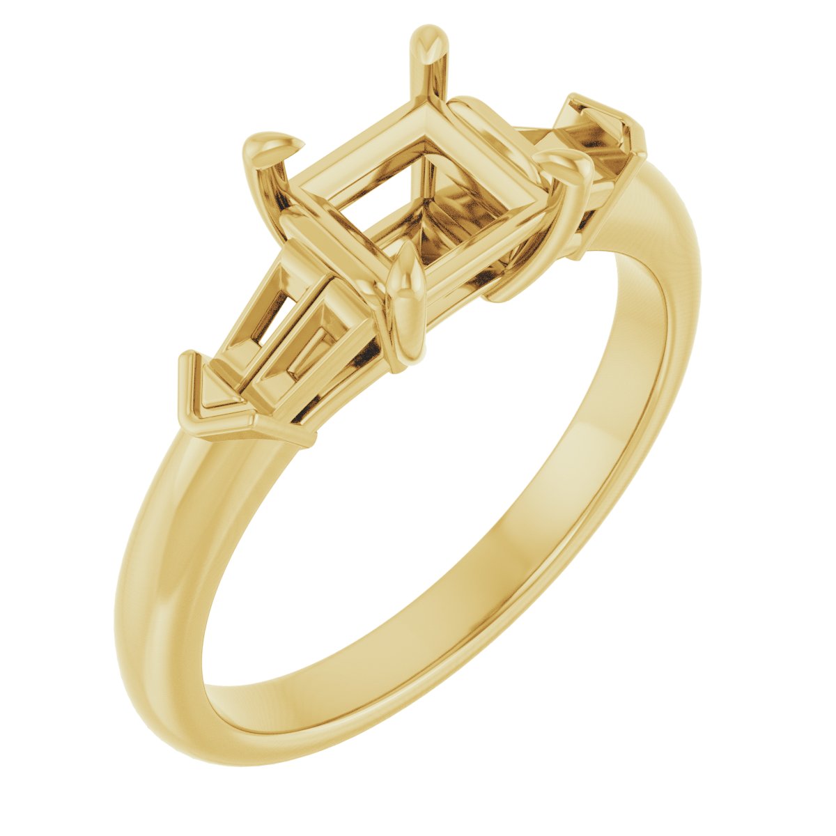 Claw-Prong Three-Stone Engagement Ring
