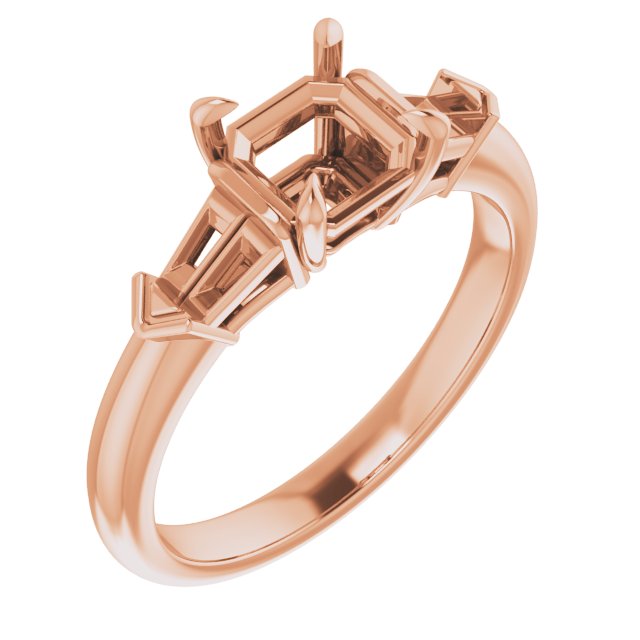Claw-Prong Three-Stone Engagement Ring