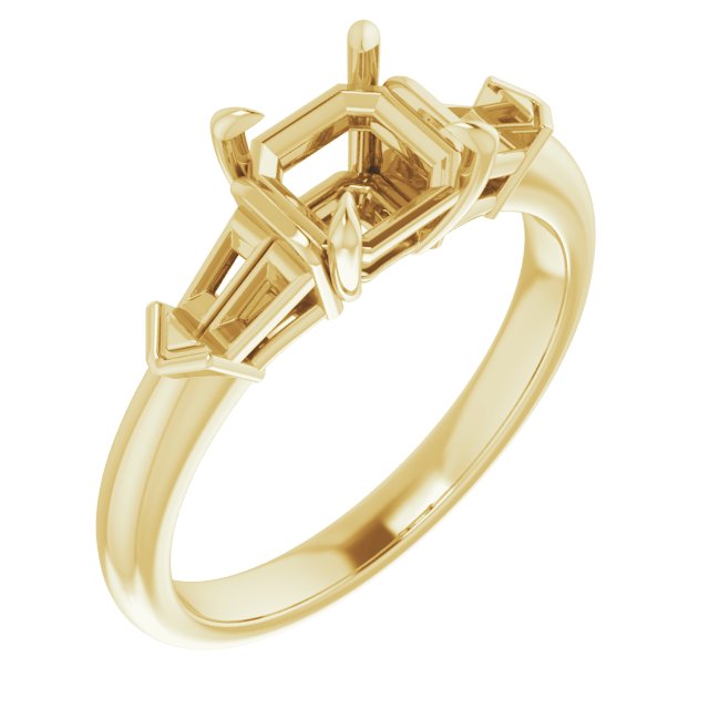 Claw-Prong Three-Stone Engagement Ring