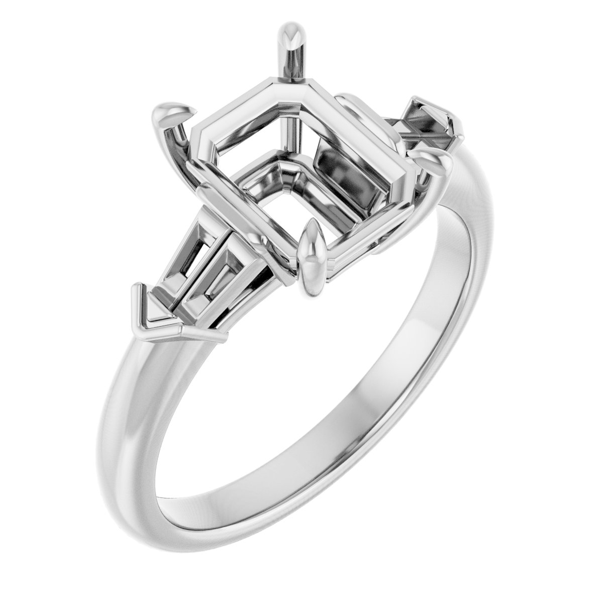 Claw-Prong Three-Stone Engagement Ring