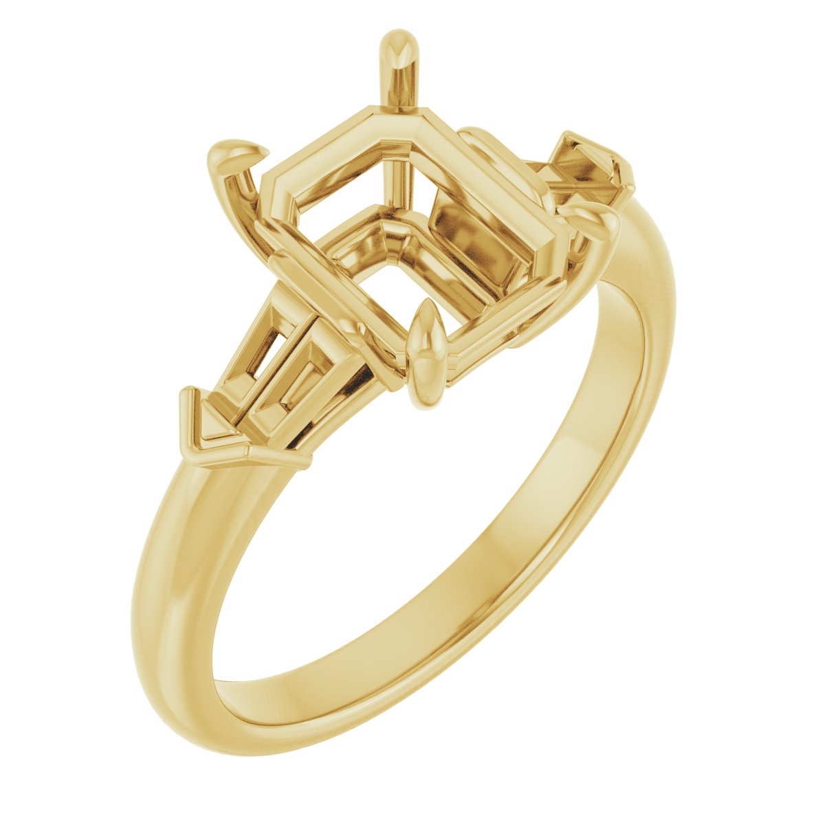 Claw-Prong Three-Stone Engagement Ring