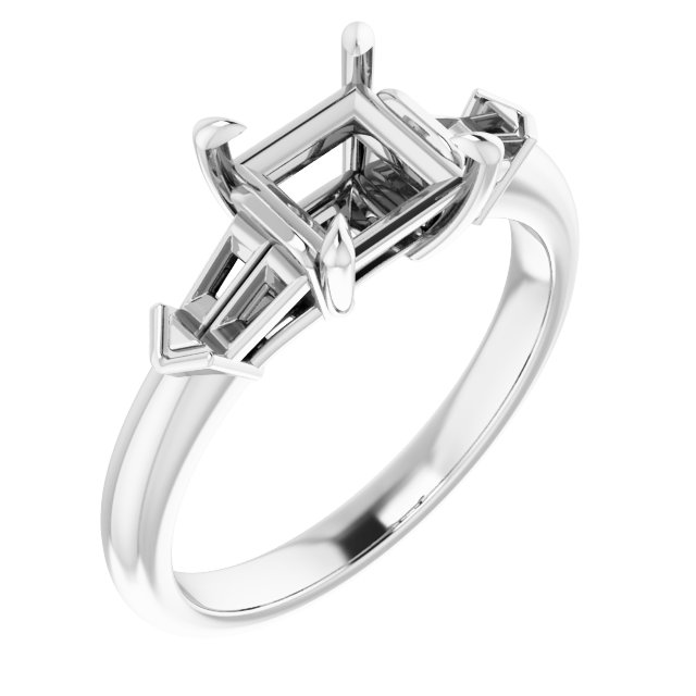 Claw-Prong Three-Stone Engagement Ring