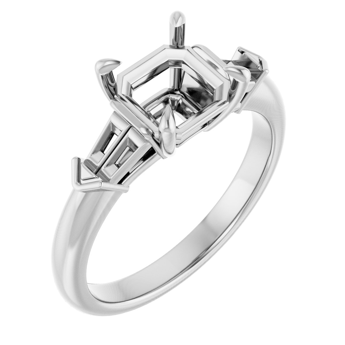 Claw-Prong Three-Stone Engagement Ring