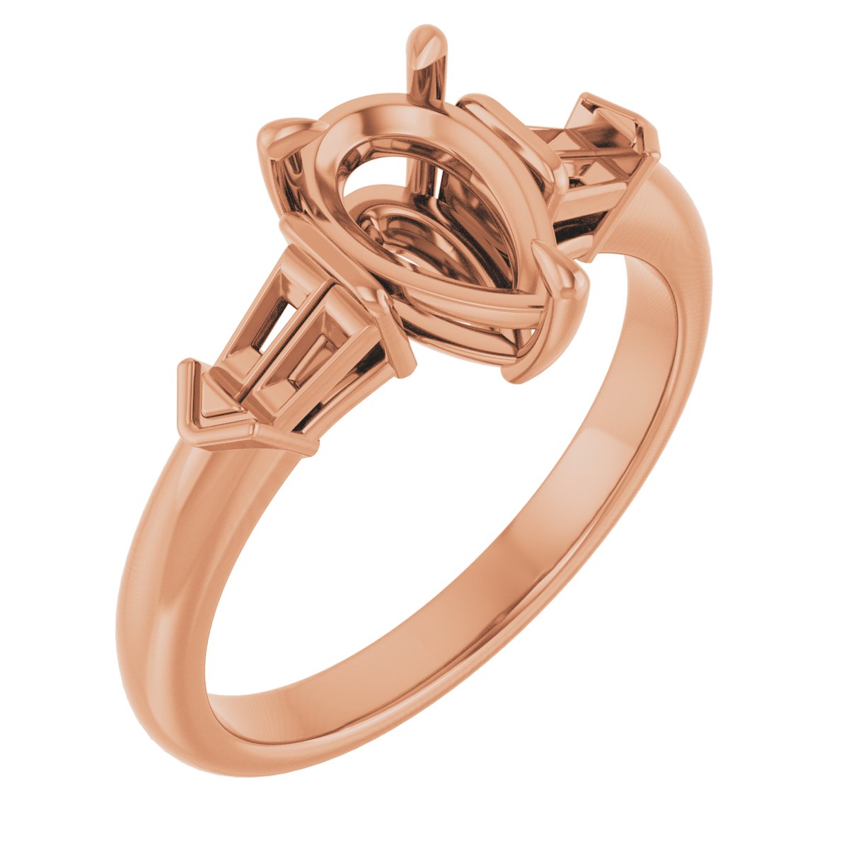 Claw-Prong Three-Stone Engagement Ring