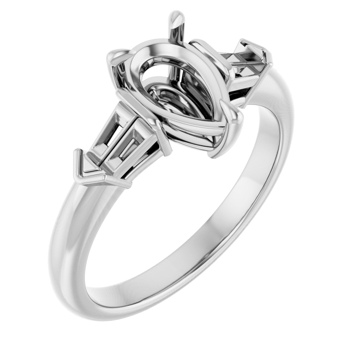 Claw-Prong Three-Stone Engagement Ring