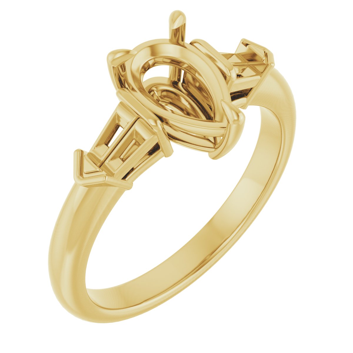 Claw-Prong Three-Stone Engagement Ring